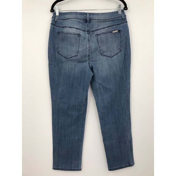 Chico's So Slimming Girlfriend Stretch Striped Crop Jean Size 1 (8) - Picture 3 of 5